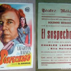 Cine: PROGRAMA DE CINE EL SOSPECHOSO 1946 PUBLICIDAD TEATRO MAIQUEZ. Lote 142058370