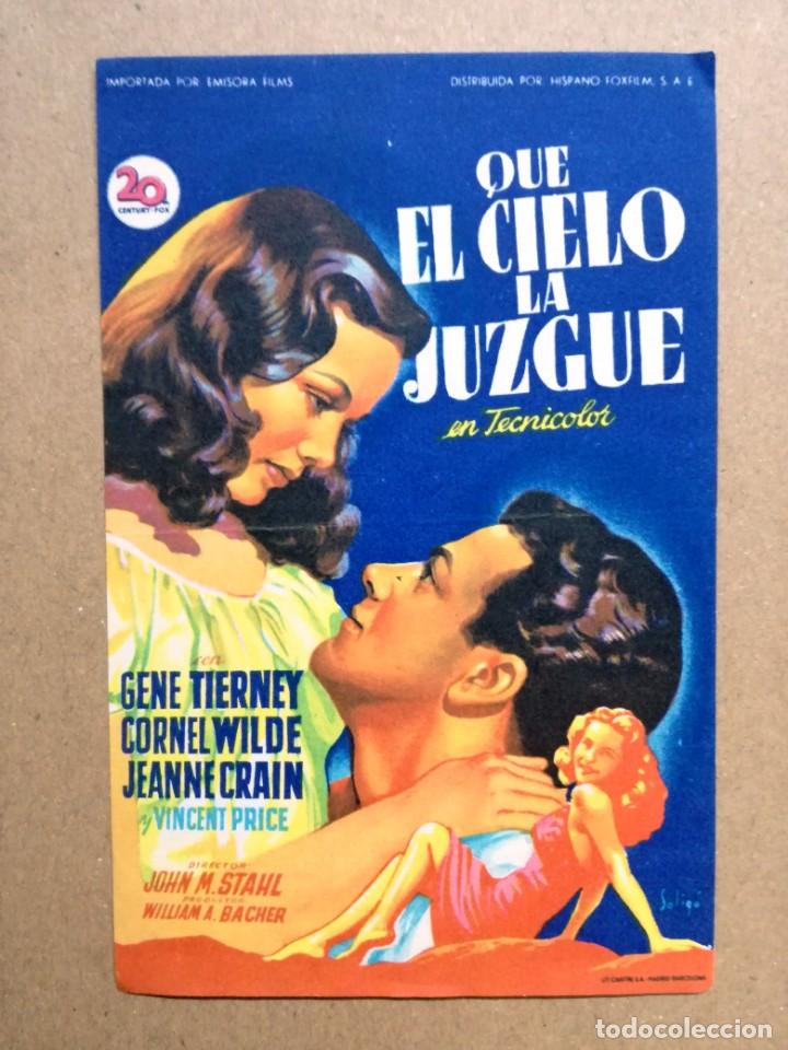 Cine: QUE EL CIELO LA JUZGUE - GENE TIERNEY, CORNEL WILDE, JEANNE CRAIN - DIRECTOR JOHN M.STAHL - SOLIG&Oacute;