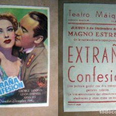 Cine: PROGRAMA DE CINE EXTRAÑA CONFESION 1946 PUBLICIDAD TEATRO MAIQUEZ. Lote 142216578