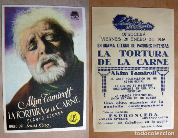 Cine: PROGRAMA DE CINE LA TORTURA DE LA CARNE 1946 PUBLICIDAD SALA ASTORIA