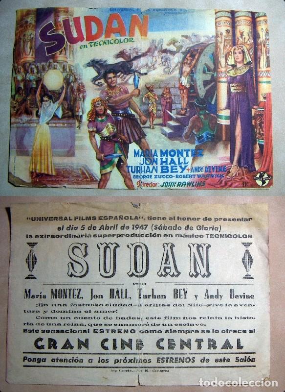  Flyers Publicitaires de films Anciens: PROGRAMA DE CINE SUDAN 1947 PUBLICIDAD GRAN CINE CENTRAL