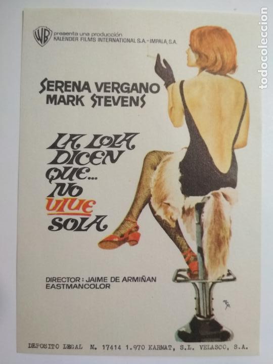  Flyers Publicitaires de films Anciens: LA LOLA DICEN QUE NO VIVE SOLA CON SERENA VERGANO, A&Ntilde;OS 70, SIN PUBLICIDAD
