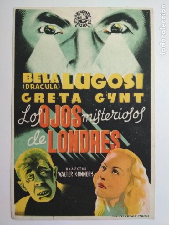  Flyers Publicitaires de films Anciens: LOS OJOS MISTERIOSOS DE LONDRES CON BELA LUGOSI, A&Ntilde;OS 60, SIN PUBLICIDAD