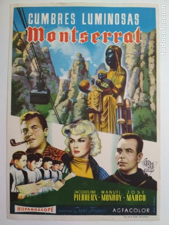  Flyers Publicitaires de films Anciens: CUMBRES LUMINOSAS MONTSERRAT, A&Ntilde;OS 60, SIN PUBLICIDAD