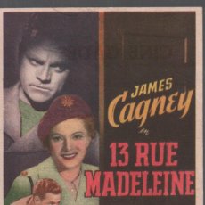 Folhetos de mão de filmes antigos de cinema: 13 RUE MADELEINE - PROGRAMA SENCILLO DE 20TH CENTURY FOX CON PUBLICIDAD / RF-1899. Lote 142978474