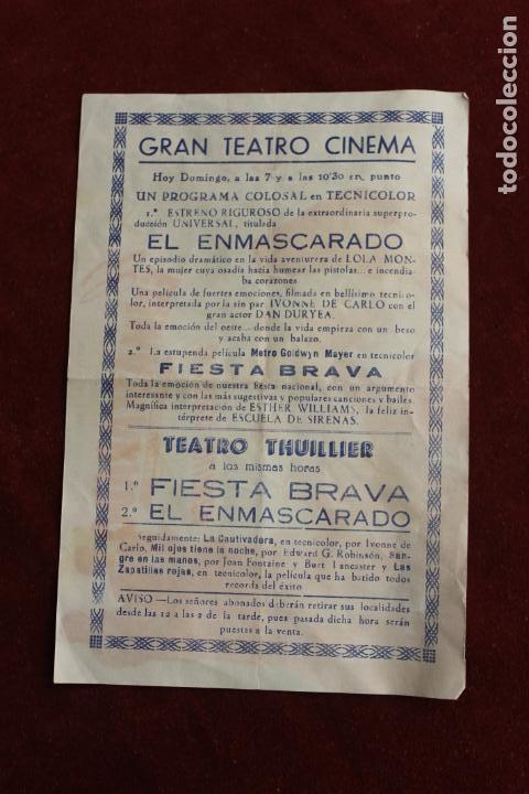 Cine: PROGRAMA DE MANO DE CINE , PELICULA EL ENMASCARADO - Foto 2