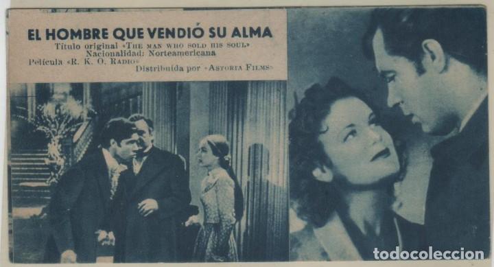 Cine: Pelicula El hombre que vendi&oacute; su alma Folleto de mano Tipo ficha con n&uacute;mero 201