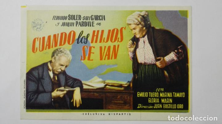  Flyers Publicitaires de films Anciens: CUANDO LOS HIJOS SE VAN CON FERNANDO SOLER, A&Ntilde;OS 50, SIN PUBLICIDAD