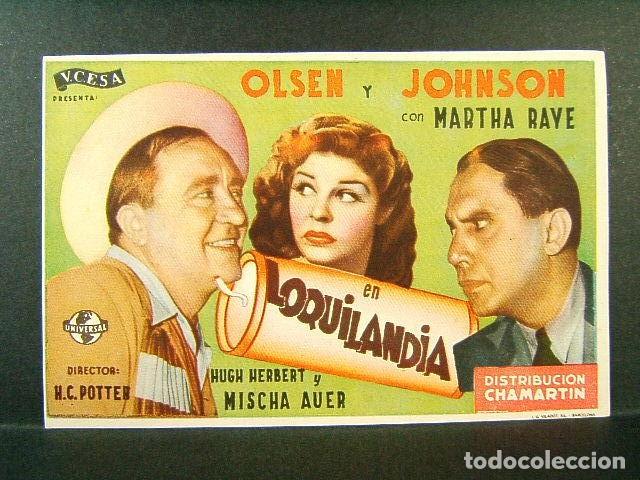  Flyers Publicitaires de films Anciens: LOQUILANDIA-CINE TEATRO CARMEN PALAMOS-H.C.POTTER-OLSEN-JOHNSON-MARTHA RAYE-MISCHA AUER-1946-PERFECT