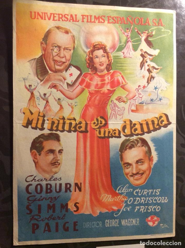  Flyers Publicitaires de films Anciens: FOLLETO DE MANO MI NI&Ntilde;A ES UNA DAMA. PUBLICIDAD MONUMENTAL CINEMA