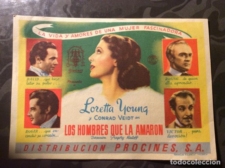  Flyers Publicitaires de films Anciens: FOLLETO DE MANO LOS HOMBRES QUE LA AMARON .PUBLICIDAD MONUMENTAL CINEMA
