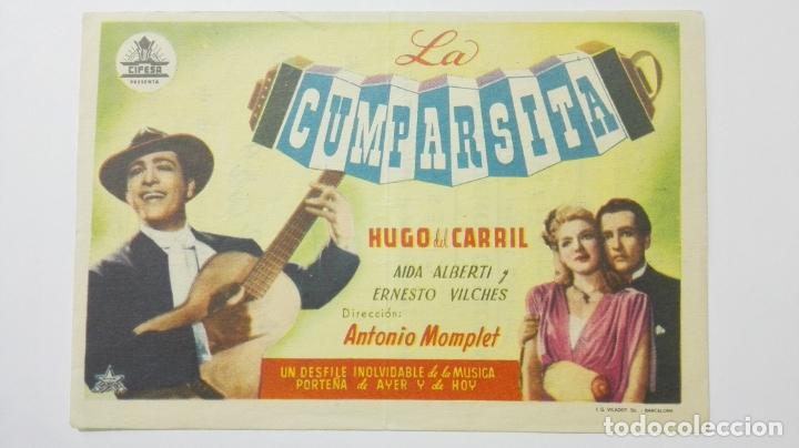  Flyers Publicitaires de films Anciens: LA CUMPARSITA CON HUGO DEL CARRIL, PUBLICIDAD CINE IDEAL CINEMA, VILLAROBLEDO
