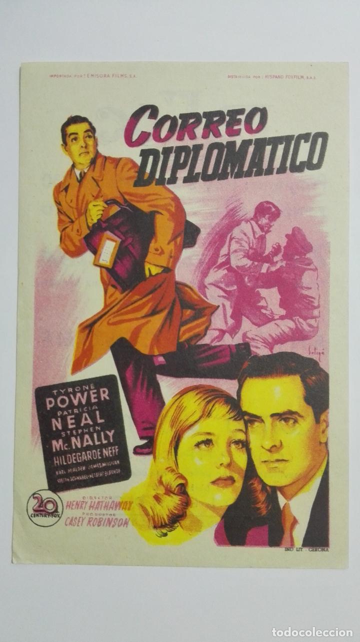  Flyers Publicitaires de films Anciens: CORREO DIPLOMATICO CON TYRONE POWER, PUBLICIDAD CINE REX, VILLAROBLEDO