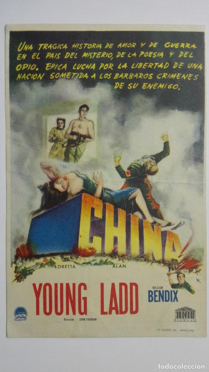  Flyers Publicitaires de films Anciens: CHINA CON ALAN LADD,  PUBLICIDAD CINE CERVANTES