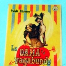 Cine: LA DAMA Y EL VAGABUNDO - WALT DISNEY - CON PUBLICIDAD FOLLETO DE MANO ORIGINAL. Lote 143924714