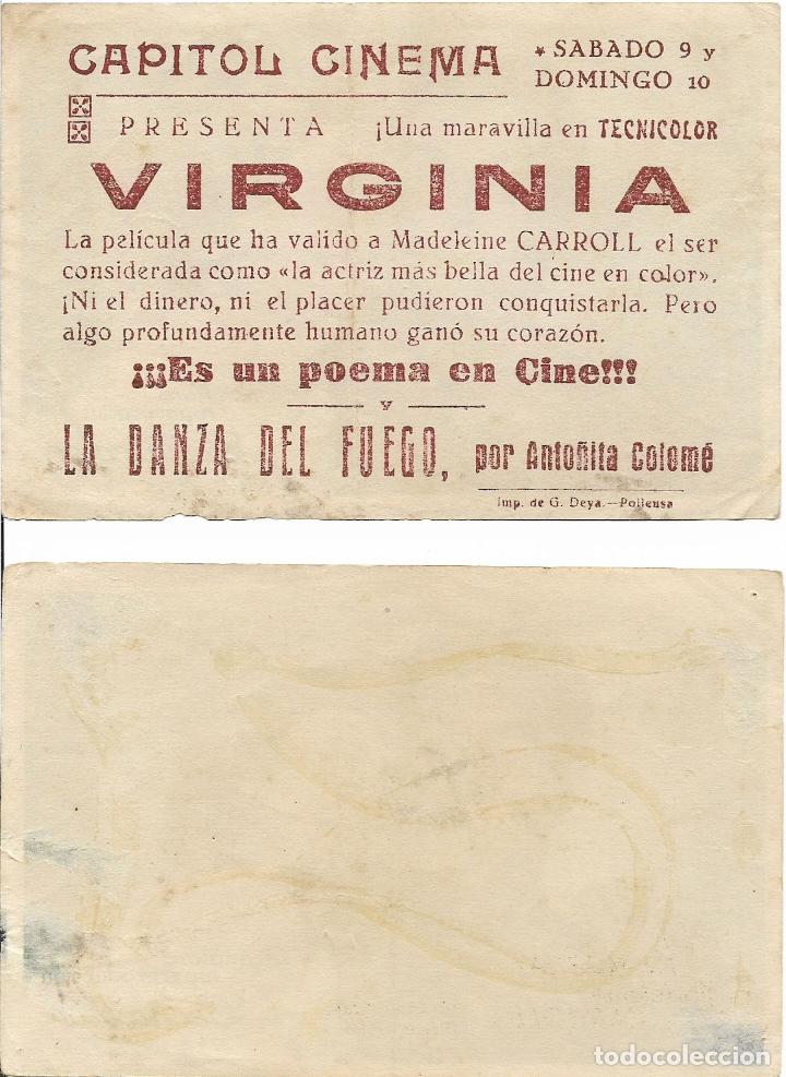 Cine: 2 PROGRAMAS DE CINE - VIRGINIA - FRED MC.MURRAY - CAPITOL CINEMA - VARIANTE - Foto 2
