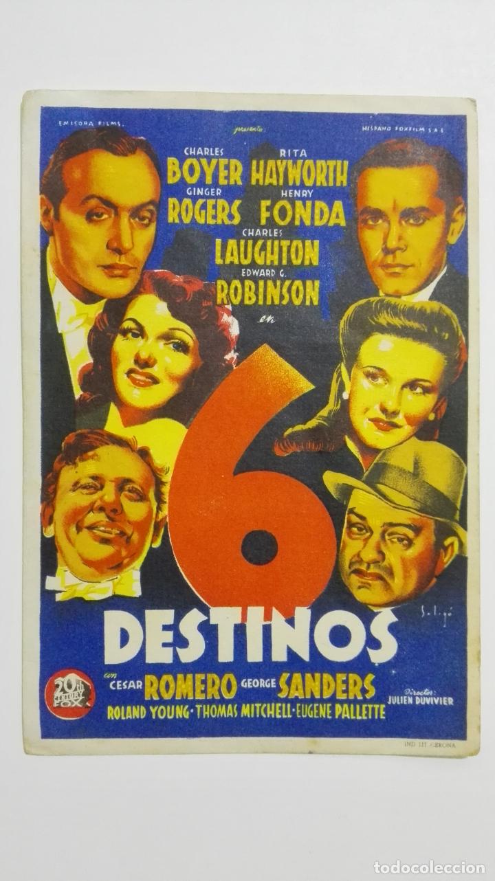  Foglietti di film di film antichi di cinema: FOLLETO DE CINE, DESTINOS, A&Ntilde;OS 50, SIN PUBLICIDAD