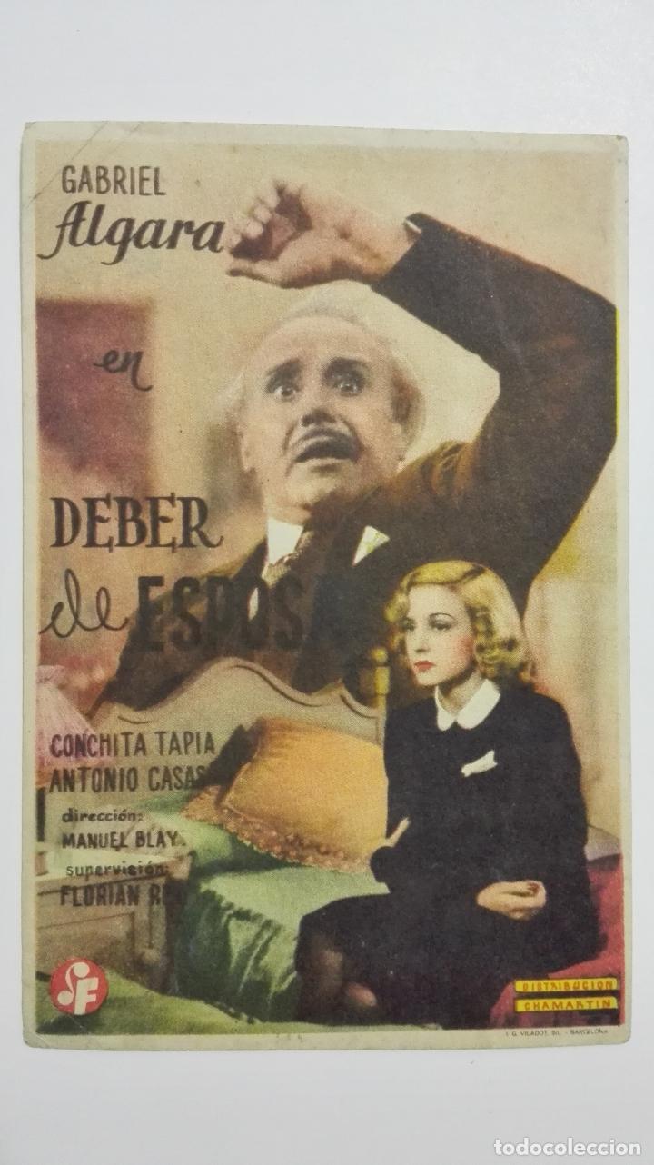 Cine: FOLLETO DE CINE, DEBER DE ESPOSA, A&Ntilde;OS 40, ORIGINAL, SIN PUBLICIDAD