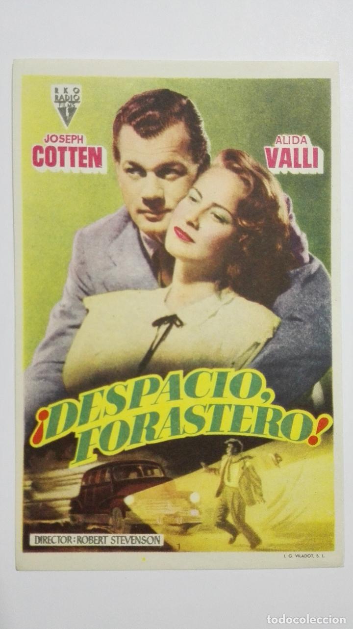Cine: FOLLETO DE CINE, DESPACIO FORASTERO, A&Ntilde;OS 50, ORIGINAL, SIN PUBLICIDAD