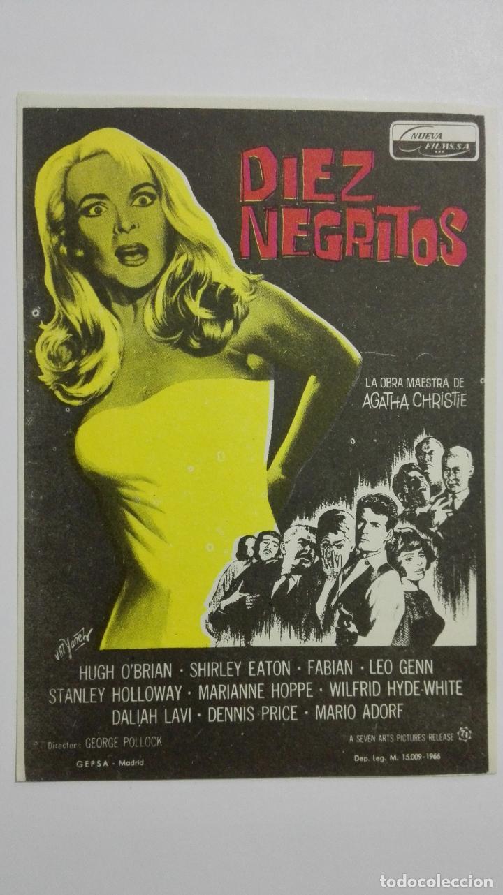 Cine: FOLLETO DE CINE, DIEZ NEGRITOS, A&Ntilde;OS 60, ORIGINAL, SIN PUBLICIDAD