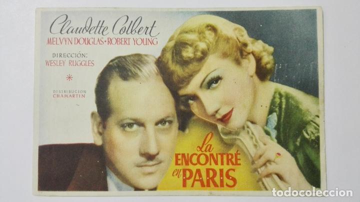Cine: FOLLETO DE CINE, LA ENCONTRE EN PARIS, A&Ntilde;OS 50, ORIGINAL, SIN PUBLICIDAD