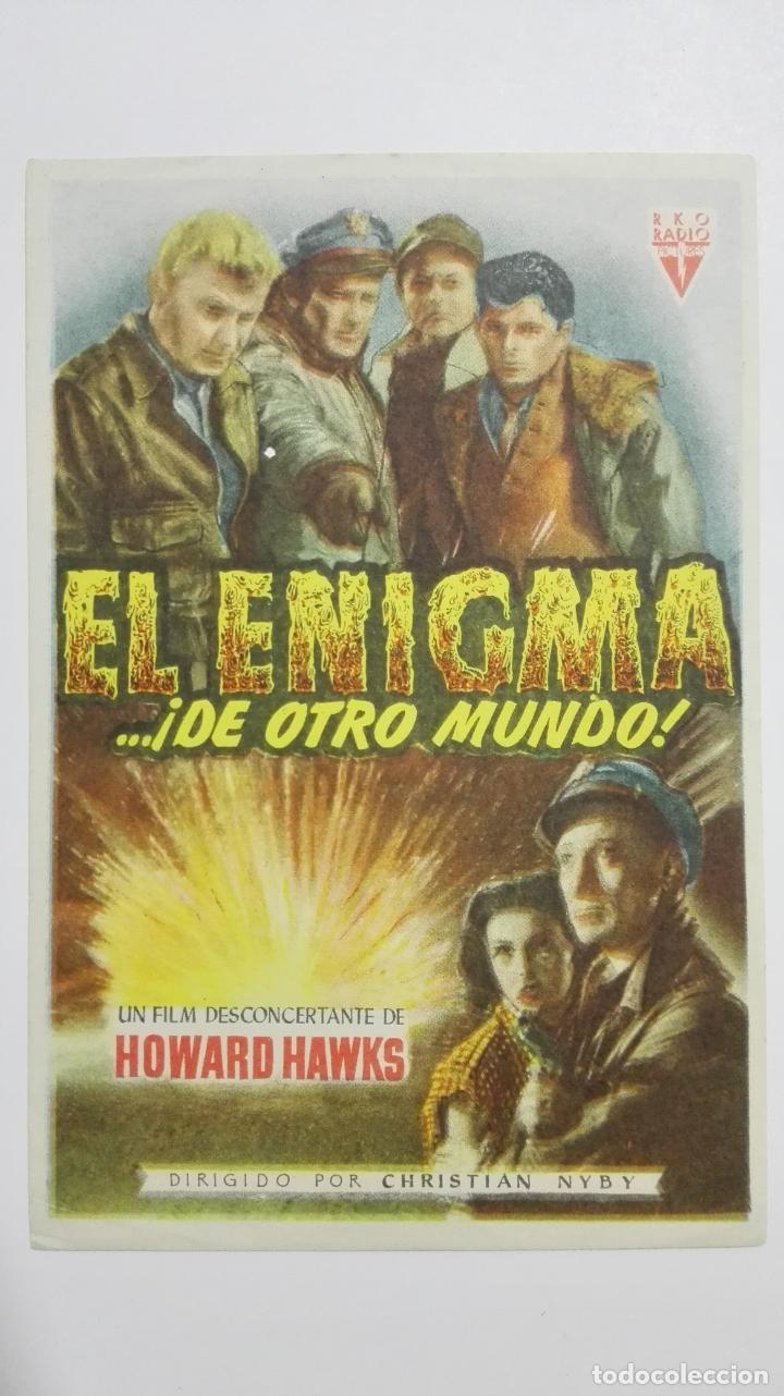 Cine: FOLLETO DE CINE, EL ENIGMA DE OTRO MUNDO, A&Ntilde;OS 60, ORIGINAL, SIN PUBLICIDAD
