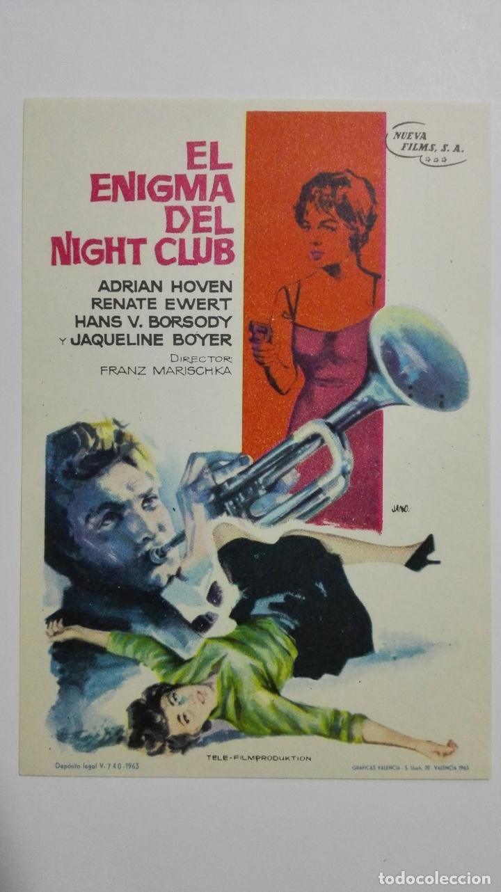 Cine: FOLLETO DE CINE, EL ENIGMA DEL NIGHT CLUB, A&Ntilde;OS 60, ORIGINAL, SIN PUBLICIDAD