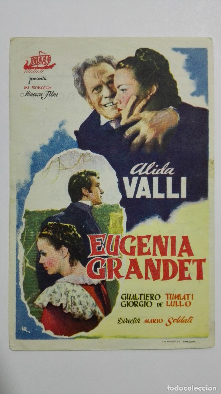 Cine: FOLLETO DE CINE, EUGENIA GRANDET, A&Ntilde;OS 50, ORIGINAL, PUBLICIDAD IDEAL CINEMA - VILLAROBLEDO