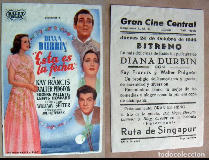 Cinema: PROGRAMA DE CINE ESTA ES LA FECHA  PUBLICIDAD 1946 GRAN CINE CENTRAL