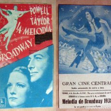 Cine: PROGRAMA DE CINE DOBLE LA MELODIA DE BROADWAY PUBLICIDAD 1938 GRAN CINE CENTRAL. Lote 144764890