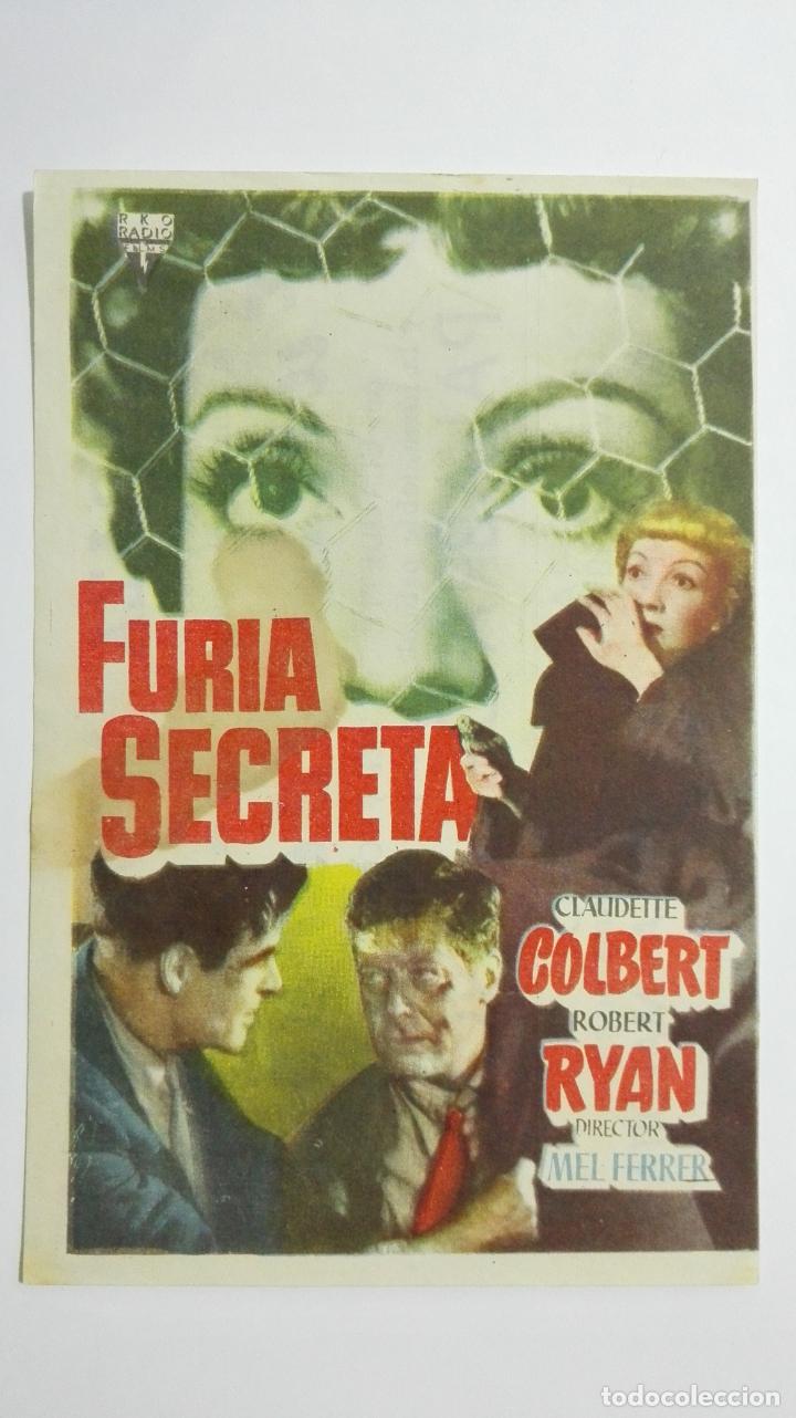 Cinema: FOLLETO DE CINE, FURIA SECRETA, ORIGINAL PUBLICIDAD TERRAZA NAVARRO, VILLAROBLEDO