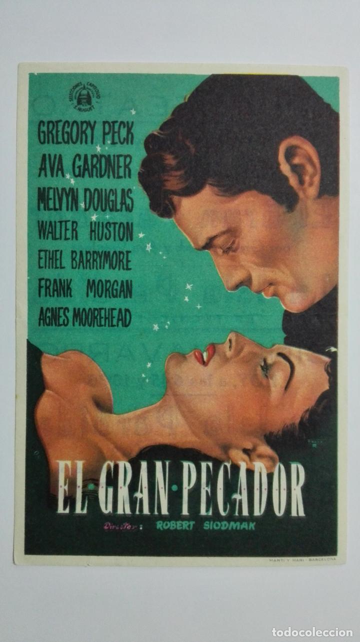 Cinema: FOLLETO DE CINE, EL GRAN PECADOR, ORIGINAL PUBLICIDAD GRAN TEATRO