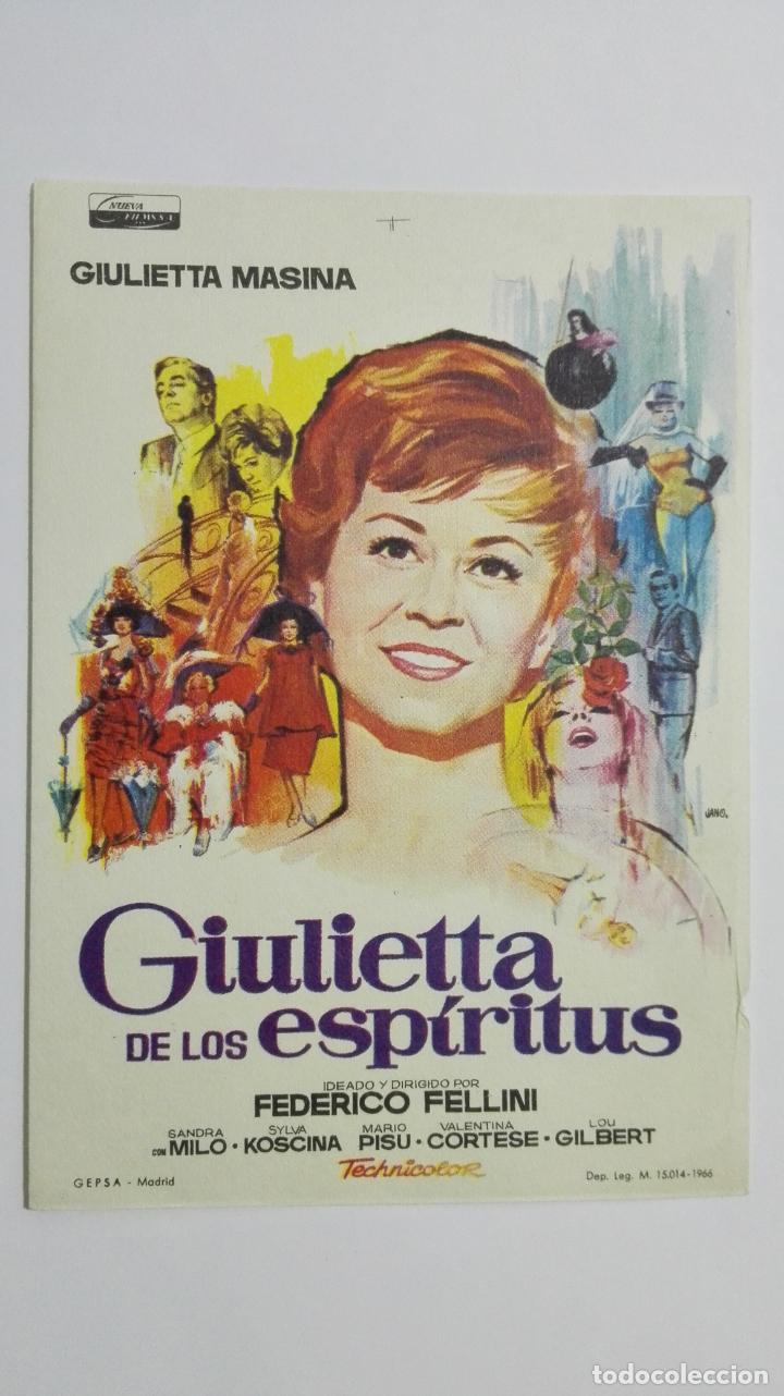 Cinema: FOLLETO DE CINE, GIULIETTA DE LOS ESPIRITUS, ORIGINAL SIN PUBLICIDAD