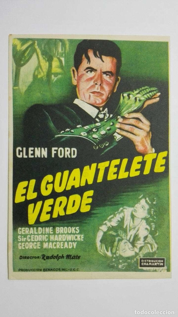 Cinema: FOLLETO DE CINE, EL GUANTELETE VERDE, ORIGINAL PUBLICIDAD TEATRO NAVARRO, A&Ntilde;OS 50
