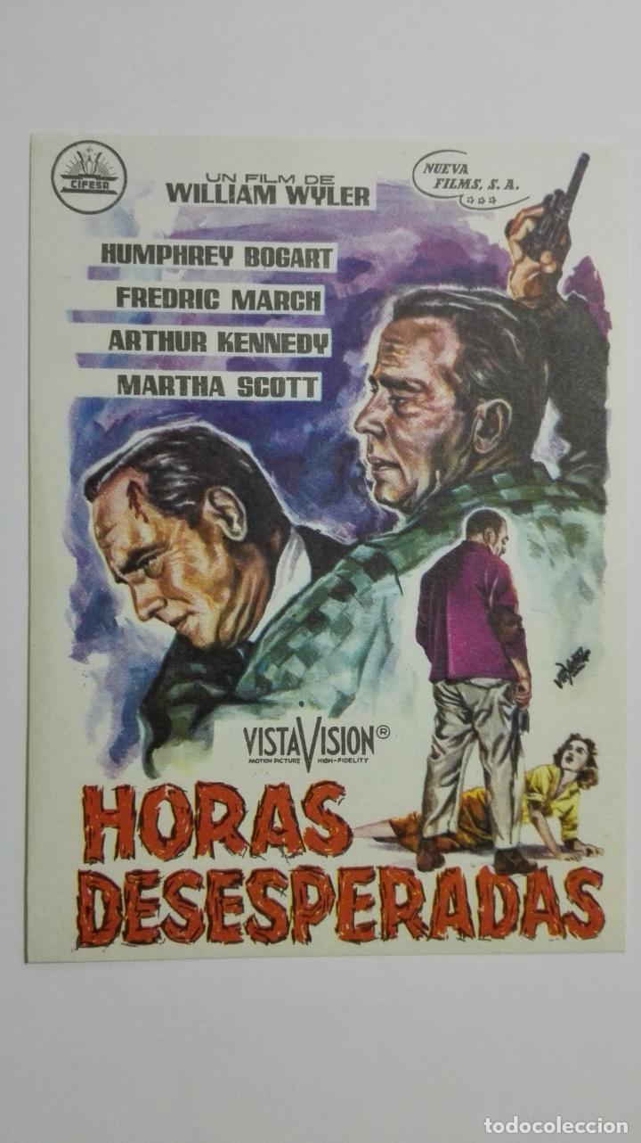 Cinema: FOLLETO DE CINE, HORAS DESESPERADAS, ORIGINAL SIN PUBLICIDAD, A&Ntilde;OS 60