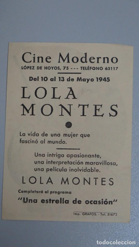 Cine: PROGRAMA DE MANO. LOLA MONTES. 1945 - Foto 2