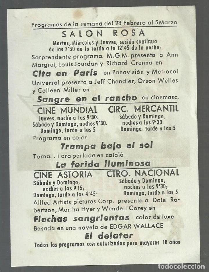 Cine: PROGRAMA DE MANO. FLECHAS SANGRIENTAS. 1964. DALE ROBERTSON Y MARTHA HYER. PROGRAMACION EN TRASERA - Foto 2