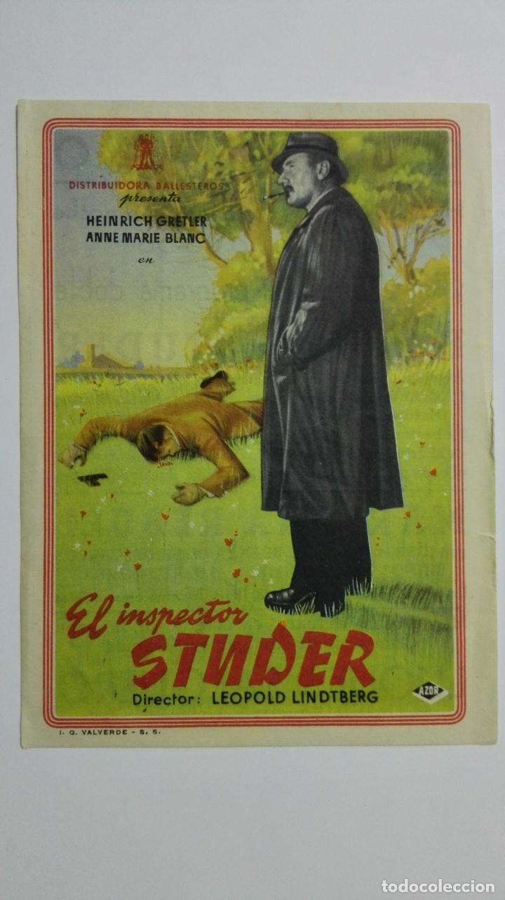 Cinema: PROGRAMA DE CINE, EL INSPECTOR STUDER, ORIGINAL, PUBLICIDAD GRAN TEATRO- VILLAROBLEDO, A&Ntilde;OS 50