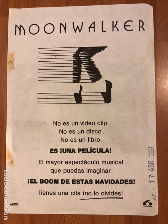 Cine: Programa original moonwalker michael jackson 1994 - Foto 2