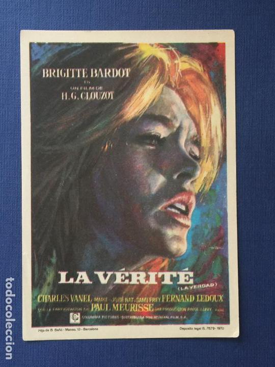 Cinema: FOLLETO DE CINE LA VERIT&Eacute;. SIN PUBLICIDAD A&Ntilde;O 1970.