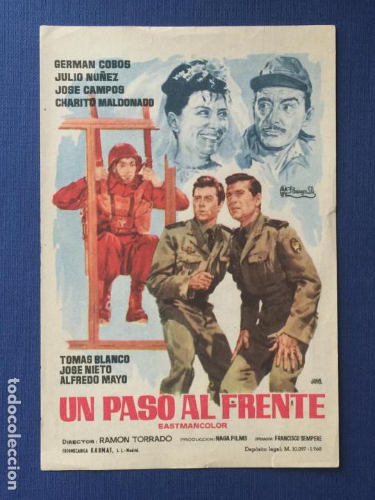 Cinema: FOLLETO DE CINE UN PASO AL FRENTE. SIN PUBLICIDAD A&Ntilde;O 1960.