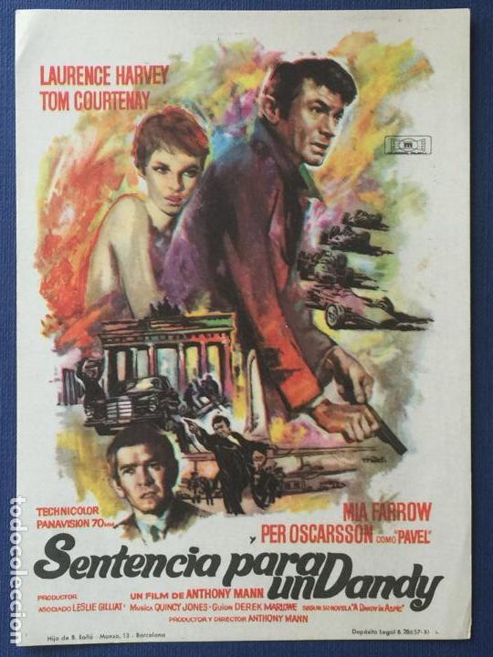 Cinema: FOLLETO DE CINE SENTENCIA PARA UN DANDY. SIN PUBLICIDAD.