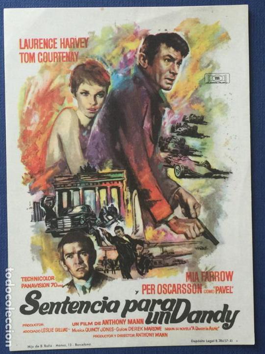 Cinema: FOLLETO DE CINE SENTENCIA PARA UN DANDY. SIN PUBLICIDAD.