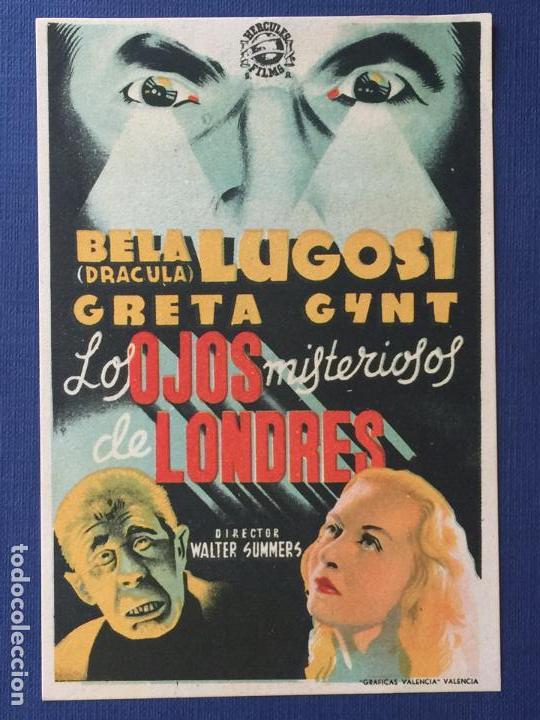 Folhetos de m&atilde;o de filmes antigos de cinema: FOLLETO DE CINE LOS OJOS MISTERIOSOS DE LONDRES. SIN PUBLICIDAD.