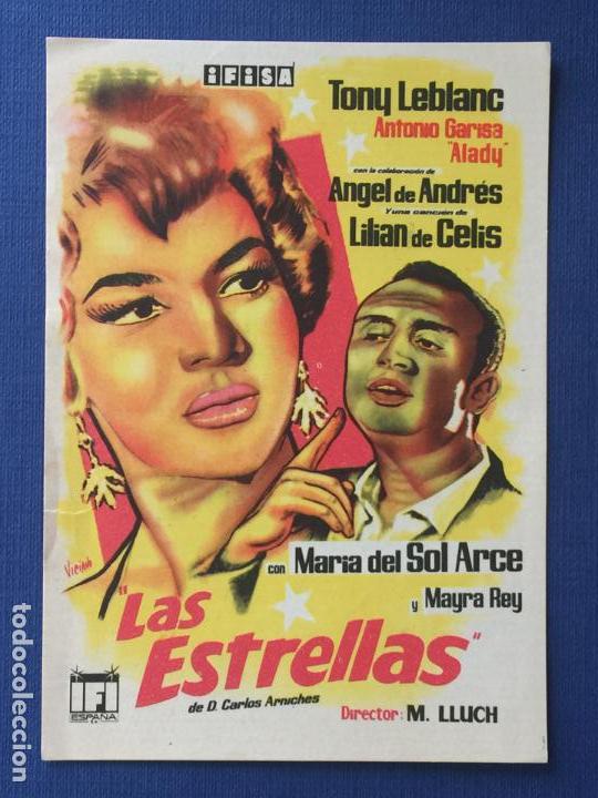 Folhetos de m&atilde;o de filmes antigos de cinema: FOLLETO DE CINE LAS ESTRELLAS. SIN PUBLICIDAD.