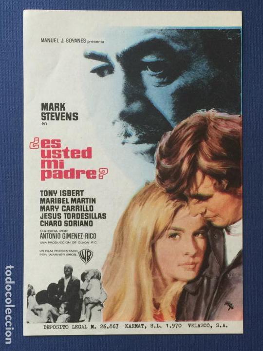 Folhetos de m&atilde;o de filmes antigos de cinema: FOLLETO DE CINE &iquest;ES USTED MI PADRE?. SIN PUBLICIDAD.