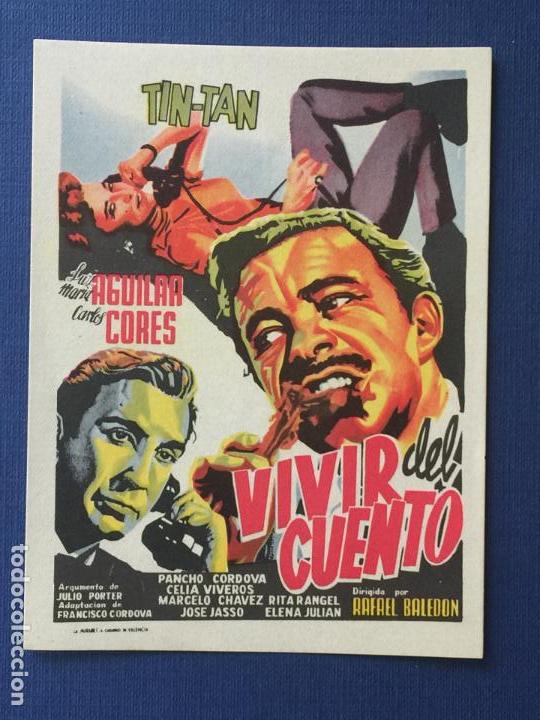 Folhetos de m&atilde;o de filmes antigos de cinema: FOLLETO DE CINE VIVIR DEL CUENTO. SIN PUBLICIDAD.