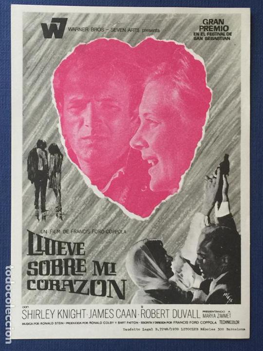 Folhetos de m&atilde;o de filmes antigos de cinema: FOLLETO DE CINE LLUEVE SOBRE MI CORAZ&Oacute;N. SIN PUBLICIDAD.