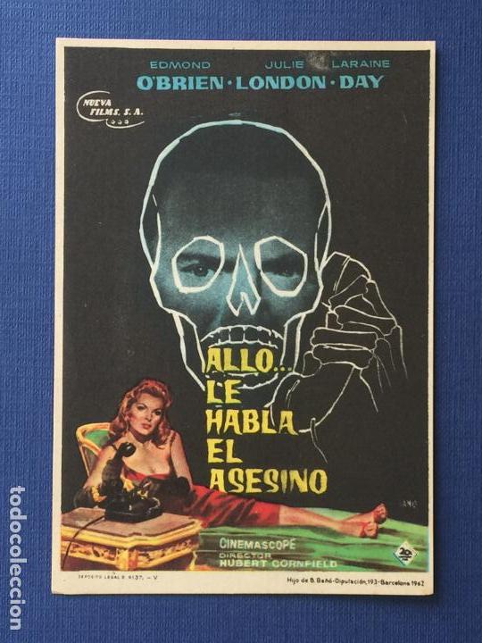 Folhetos de m&atilde;o de filmes antigos de cinema: FOLLETO DE CINE ALLO LE HABLA EL ASESINO. SIN PUBLICIDAD.