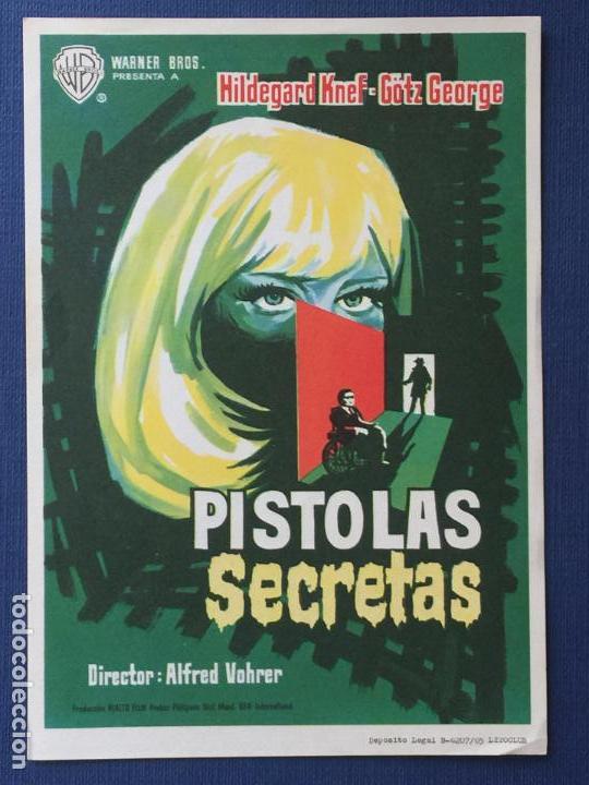 Folhetos de m&atilde;o de filmes antigos de cinema: FOLLETO DE CINE PISTOLAS SECRETAS. SIN PUBLICIDAD.